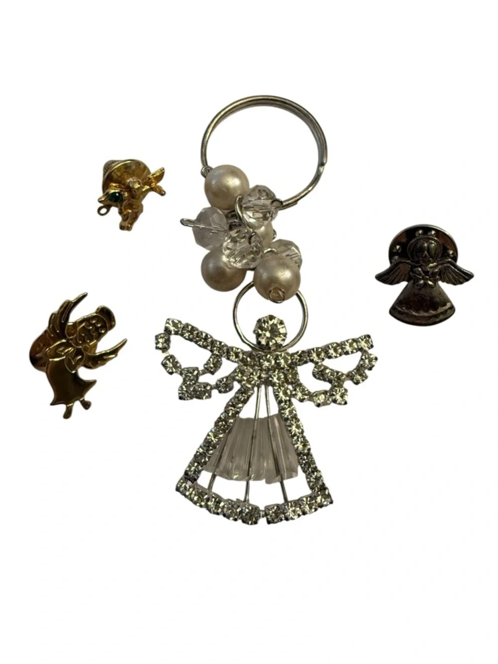 Angel Keychain Charm and pins Silver